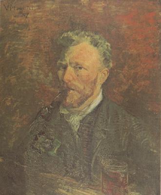 Vincent Van Gogh Self-Portrait with Pipe and Glass (nn04) oil painting picture